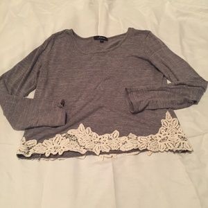 Soprano Green-Gray Crop Top with Lace